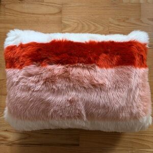 Anthropologie Faux Fur Striped Pillow NWOT